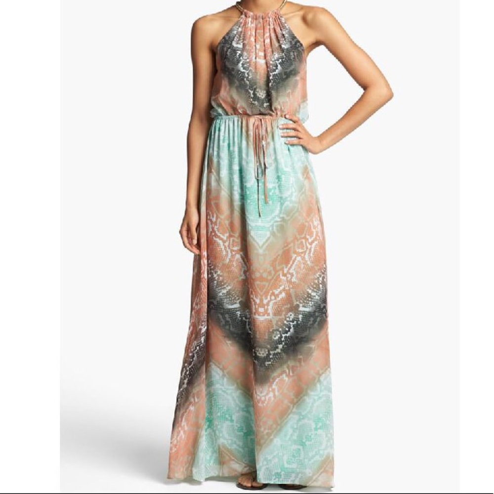 Vince Camuto Python Print Chiffon Maxi Dress sz 4